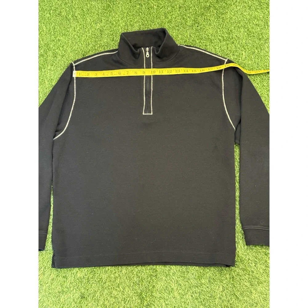 Scott Barber 1/4 Zip Long Sleeve‎ Large Black Pullover Shirt Sweater Pima Cotton - Picture 7 of 11